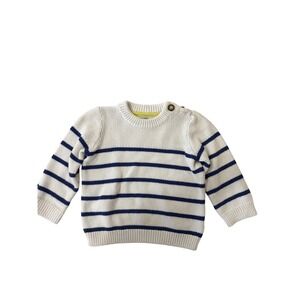 Baby Boden Striped Knit Sweater White Navy Blue Nautical 12-18 Months Pullover